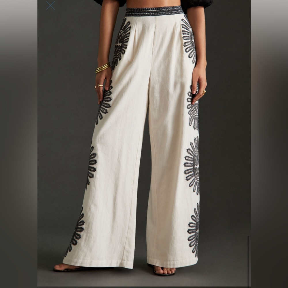 Embellished Wide Leg Pants